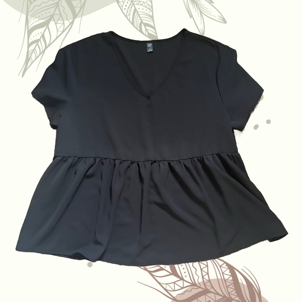 Women's Black V-Neck Peplum Top